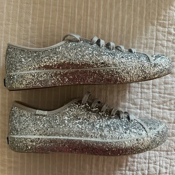 Kate Spade X Keds All Over Glitter Sneakers, Silver Rare - Excellent!! - Picture 5 of 10